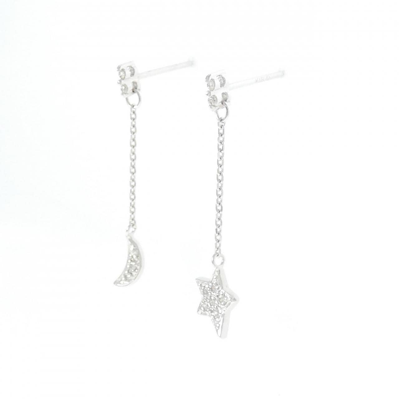 K18WG Moon x Star Diamond Earrings