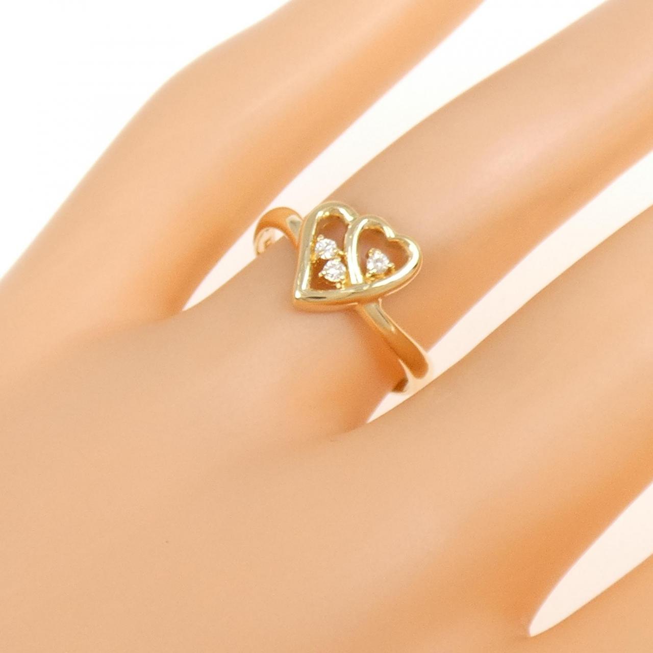K18YG heart Diamond ring