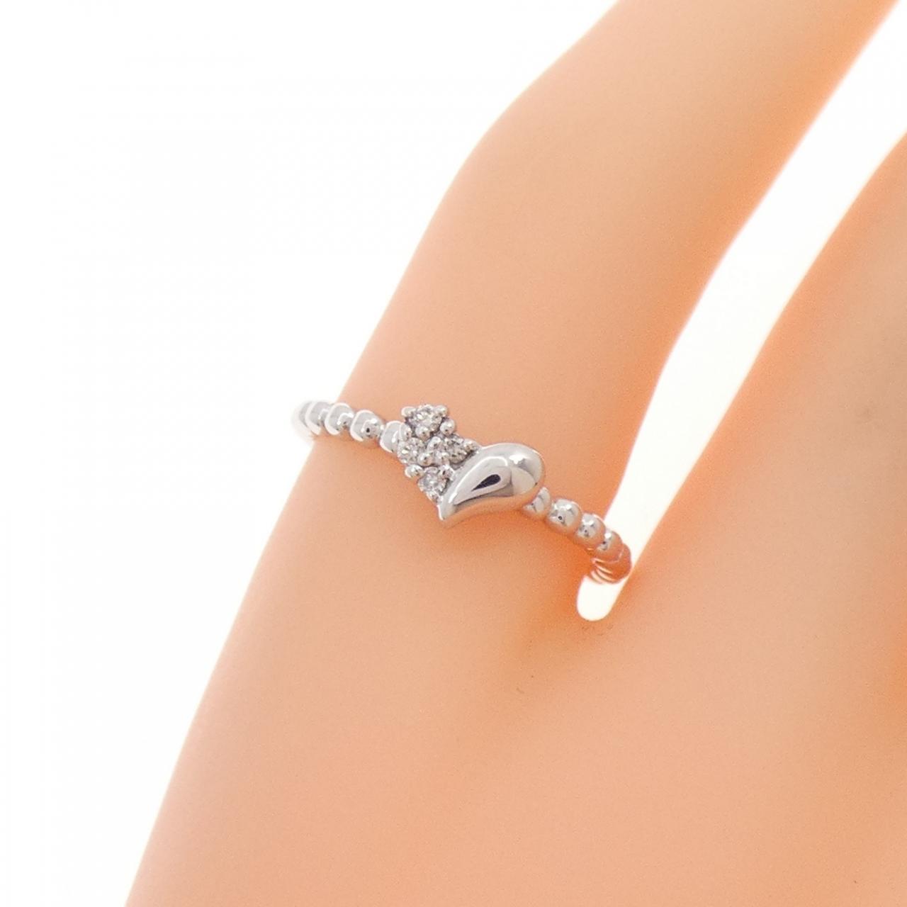 K10WG Heart Diamond Pinky Ring 0.03CT