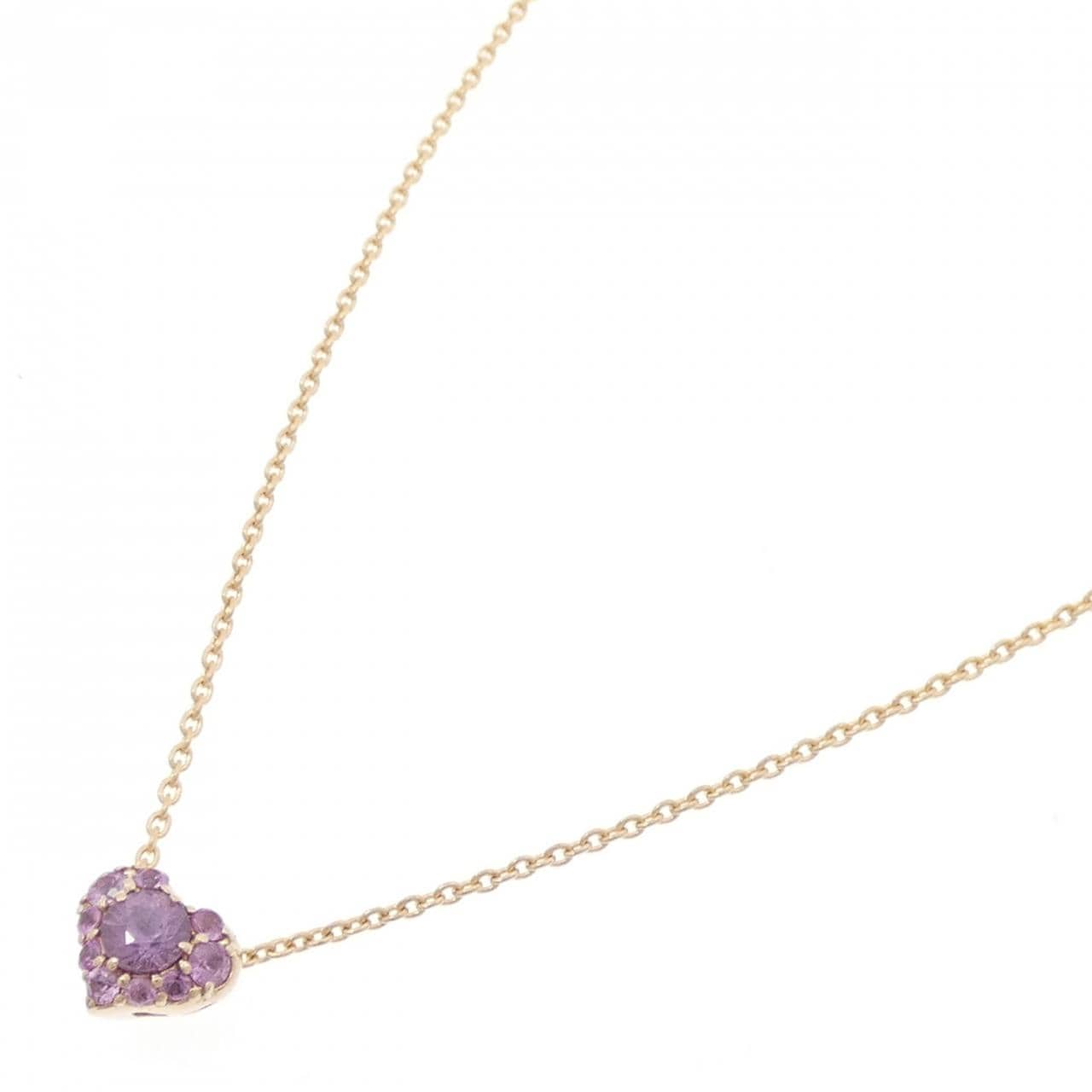 K18PG ハート サファイヤ ネックレス 0.32CT
