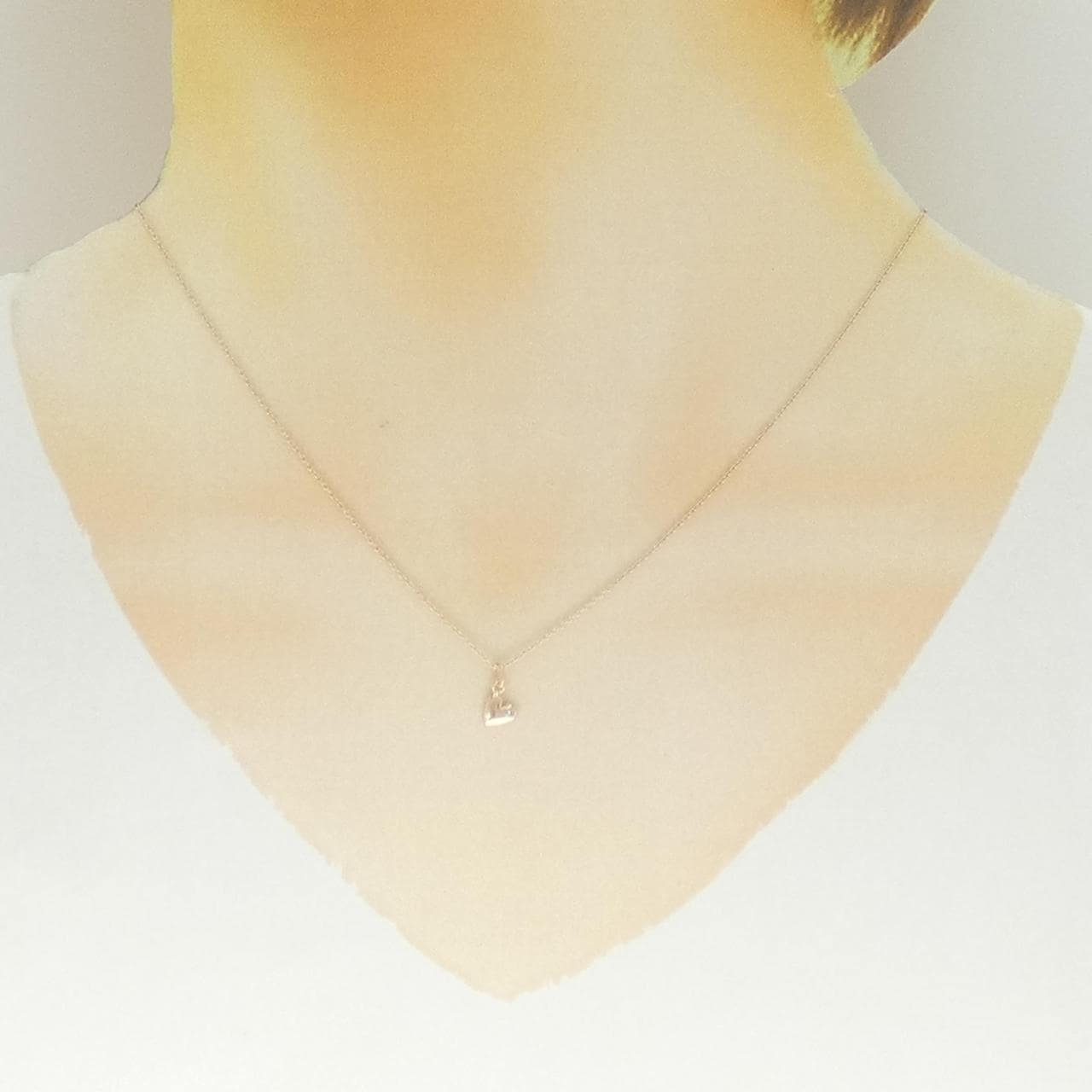K10PG ハート ダイヤモンド ネックレス