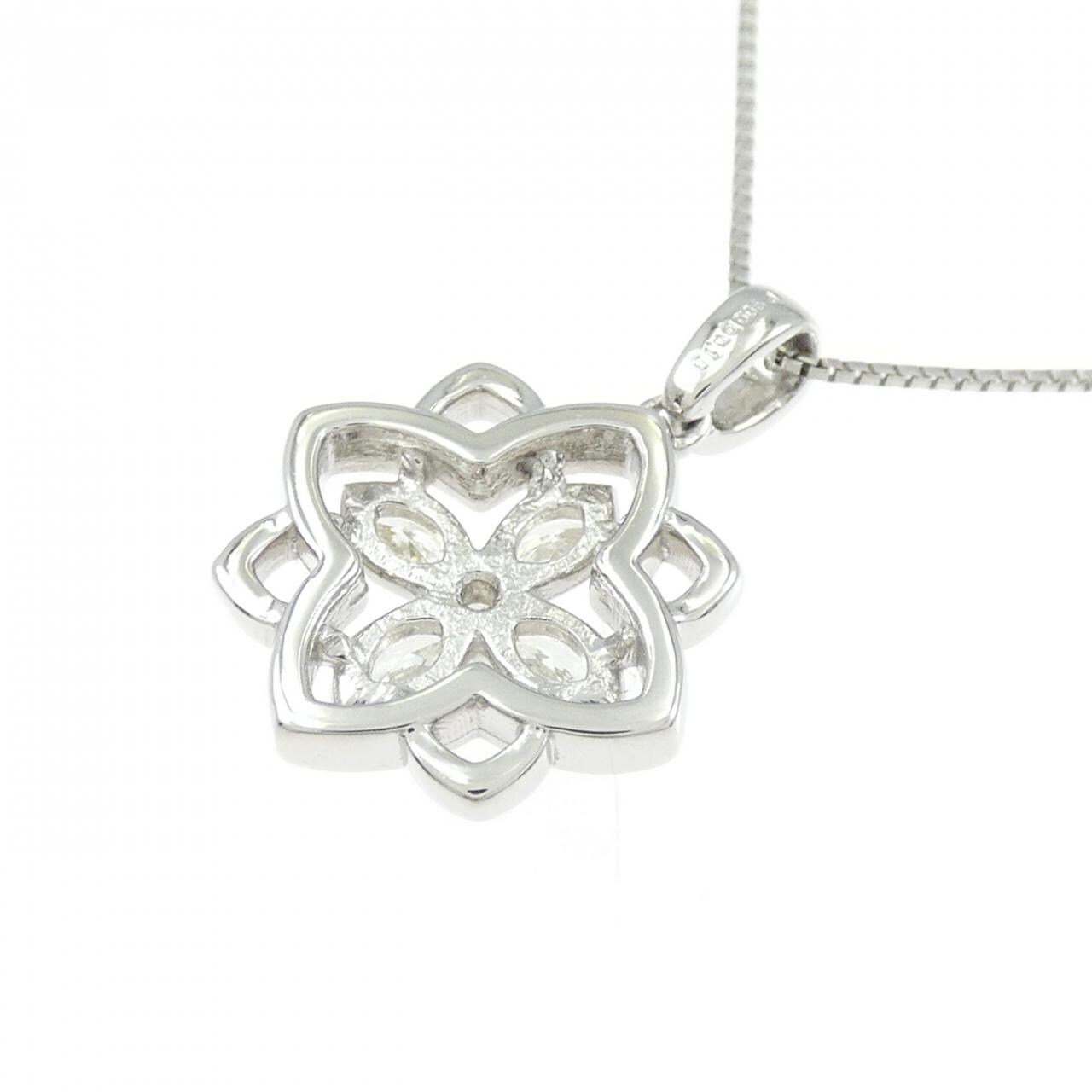 【新品】PT900/PT850 フラワー ダイヤモンド ネックレス 0.18CT