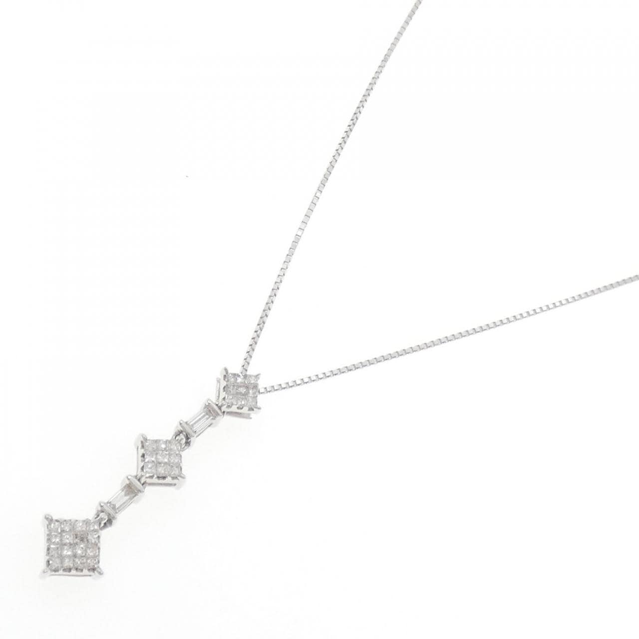 K18WG パヴェ ダイヤモンド ネックレス 0.50CT