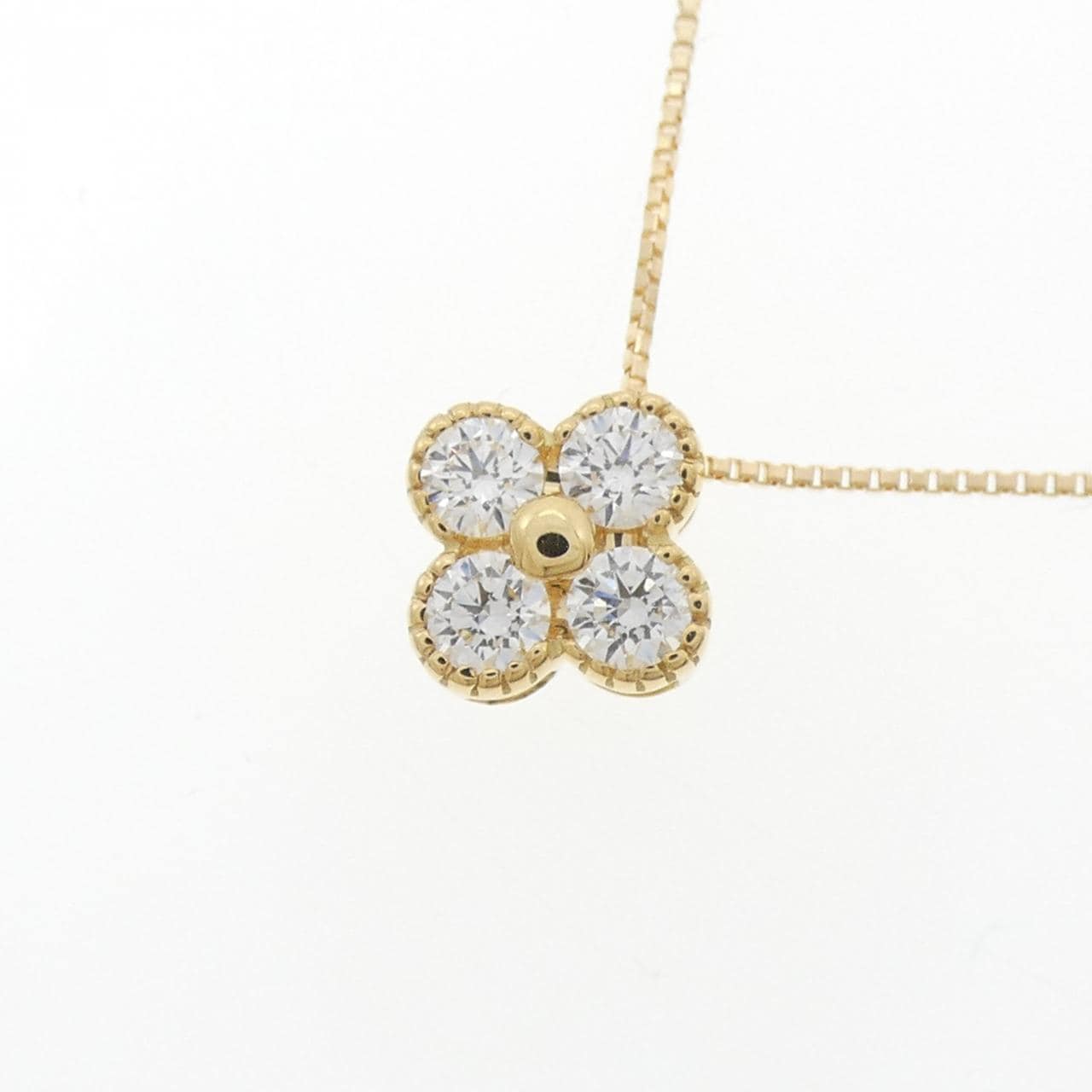 【新品】K18YG フラワー ダイヤモンド ネックレス 0.300CT