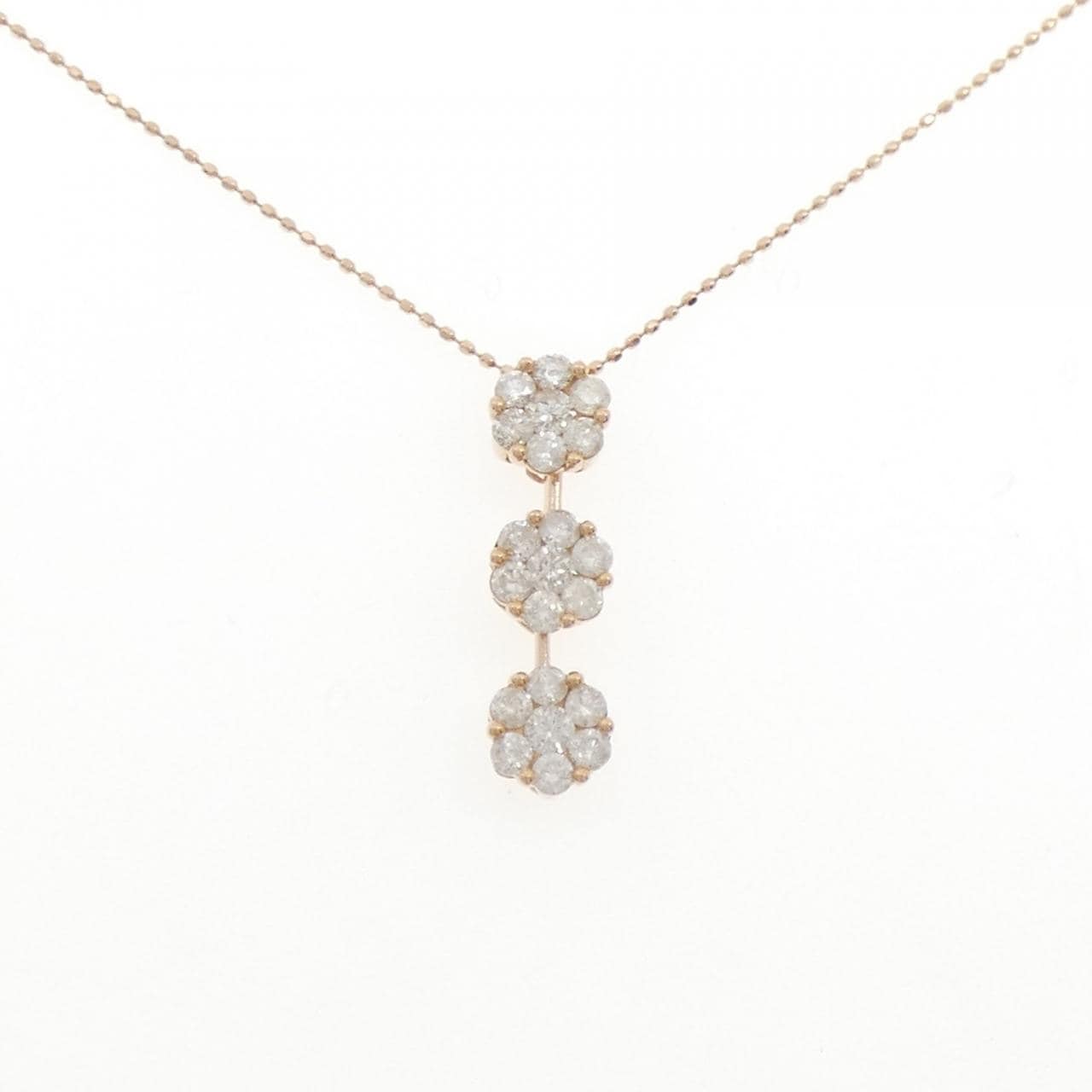 K18PG フラワー ダイヤモンド ネックレス 1.00CT
