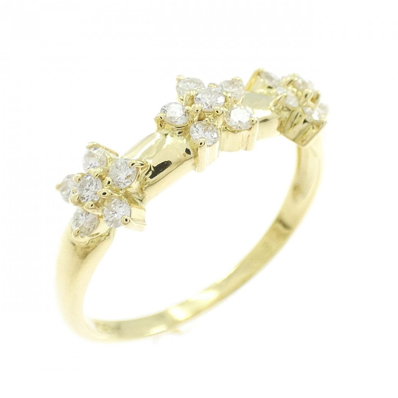 K18YG フラワー ダイヤモンド リング 0.30CT