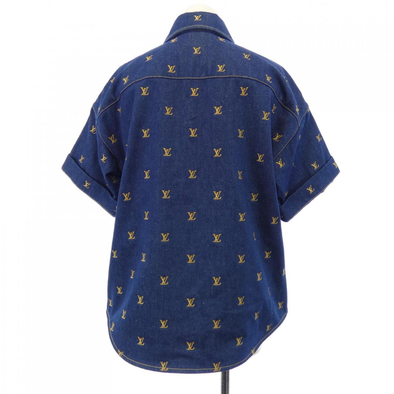 ルイヴィトン LOUIS VUITTON エンブロイダードシグネチャーショートスリーブデニムシャツ HQS90WJX1 S／Sシャツ