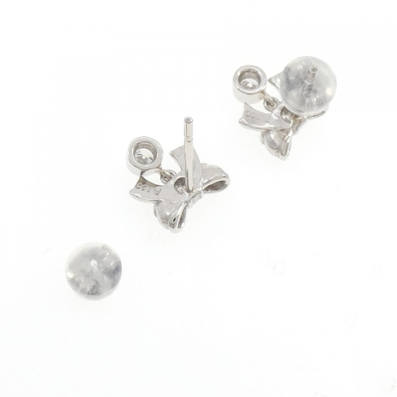 PT900 リボン ダイヤモンド ピアス 0.22CT