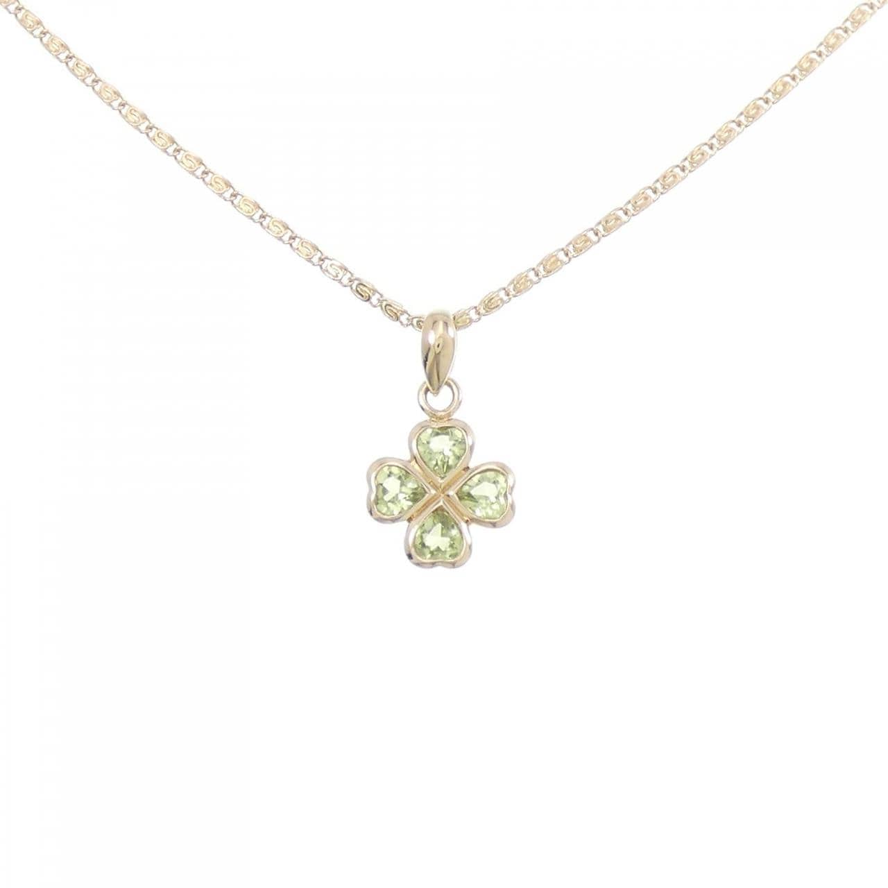 18KYG/K18YG Clover Peridot Necklace