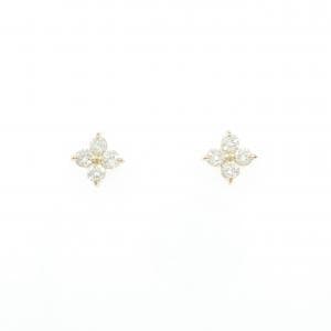 【リメイク】K18YG フラワー ダイヤモンド ピアス 0.30CT