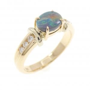 750YG ブラックオパール リング