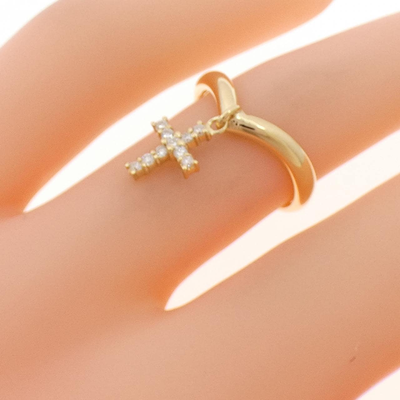 K18YG クロス ダイヤモンド リング 0.10CT