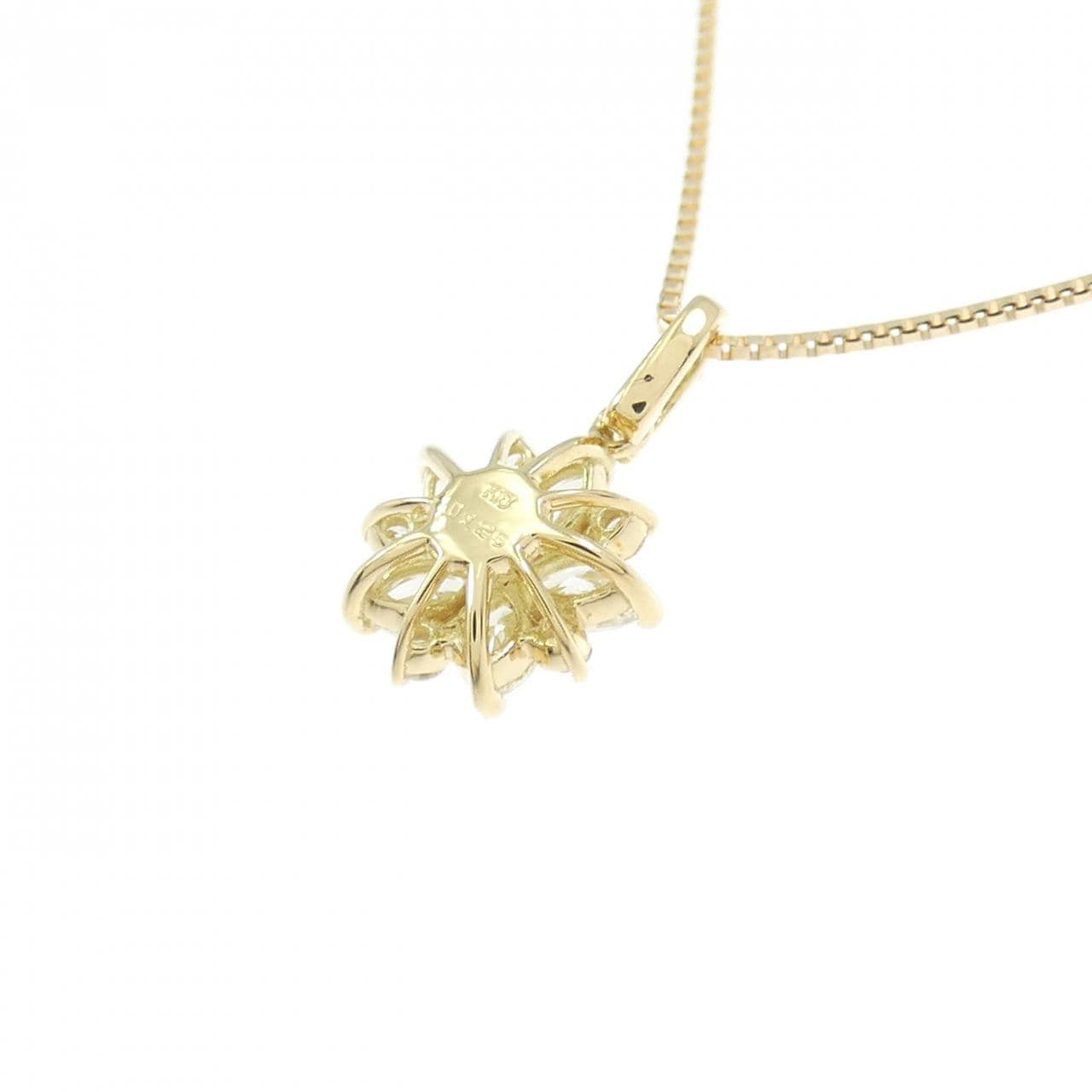 【新品】K18YG フラワー ダイヤモンド ネックレス 0.25CT