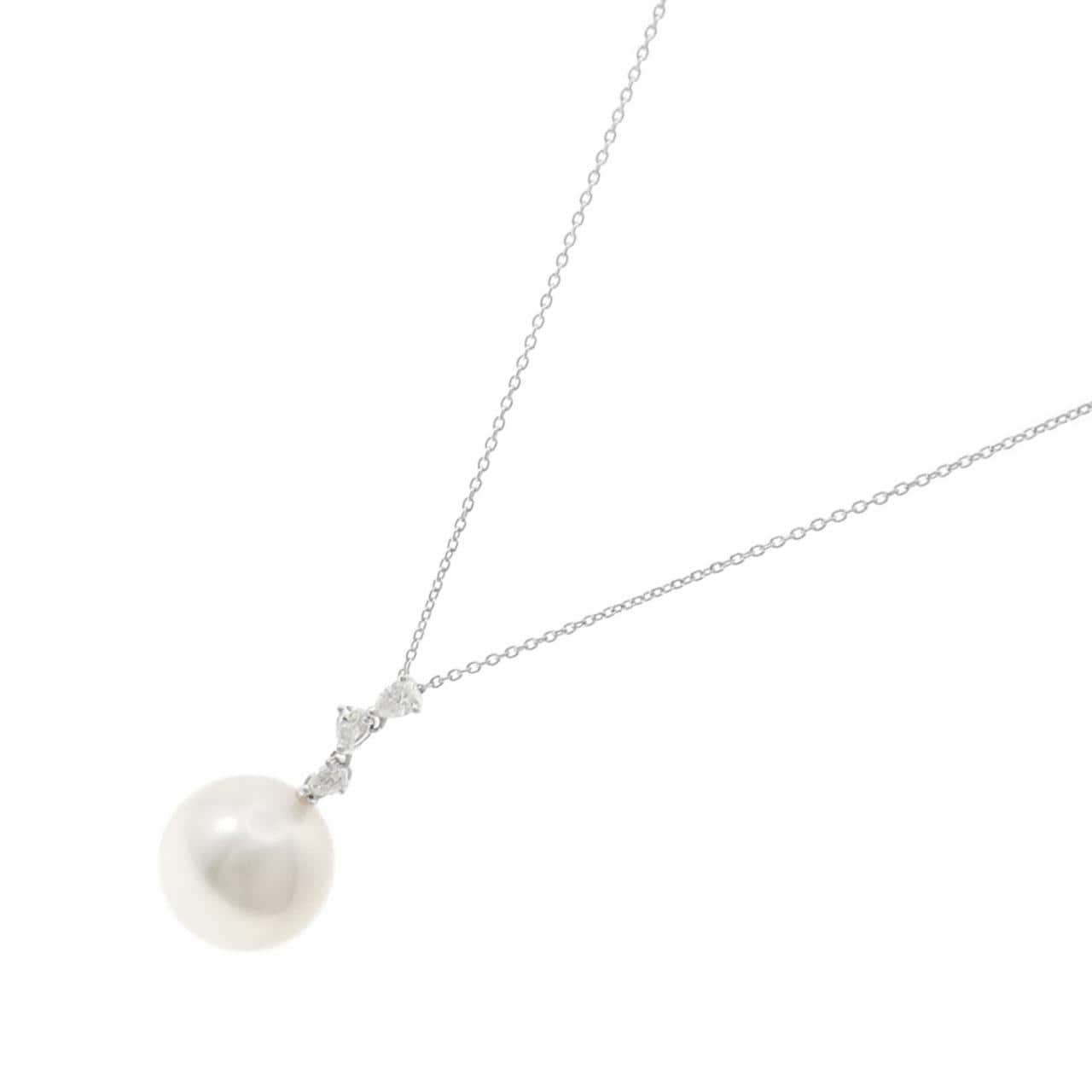 K18WG 白蝶パール ネックレス 13.5mm