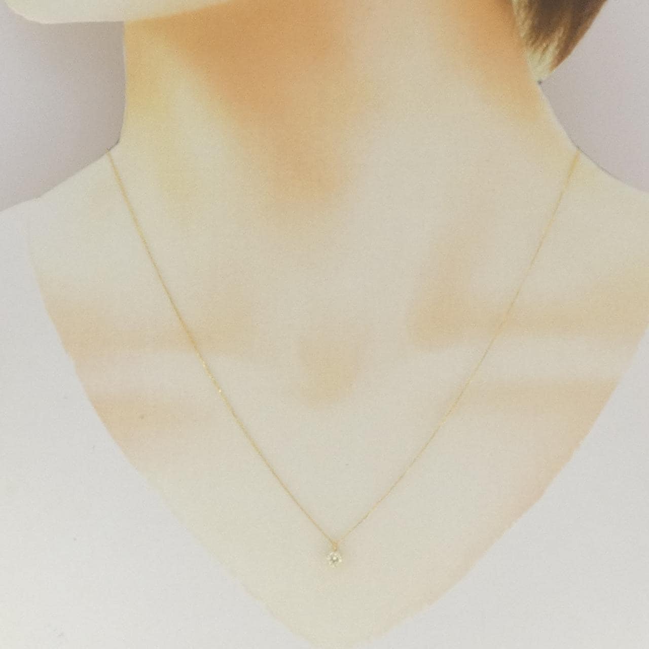 K18YG ソリティア ダイヤモンド ネックレス 0.18CT