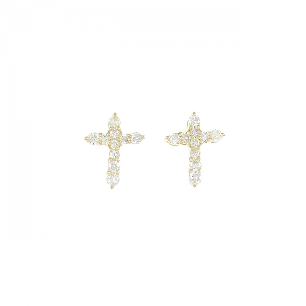 K18YG クロス ダイヤモンド ピアス 0.20CT