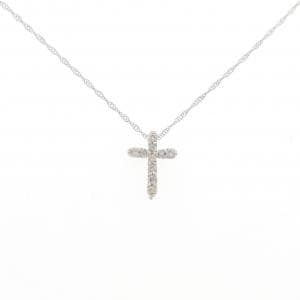 K14WG クロス ダイヤモンド ネックレス 0.15CT
