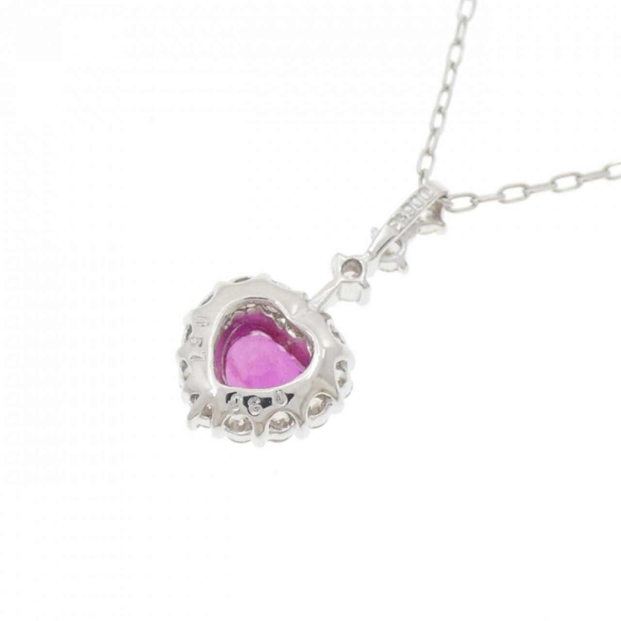 PT900/PT850 ハート ルビー ネックレス 0.57CT