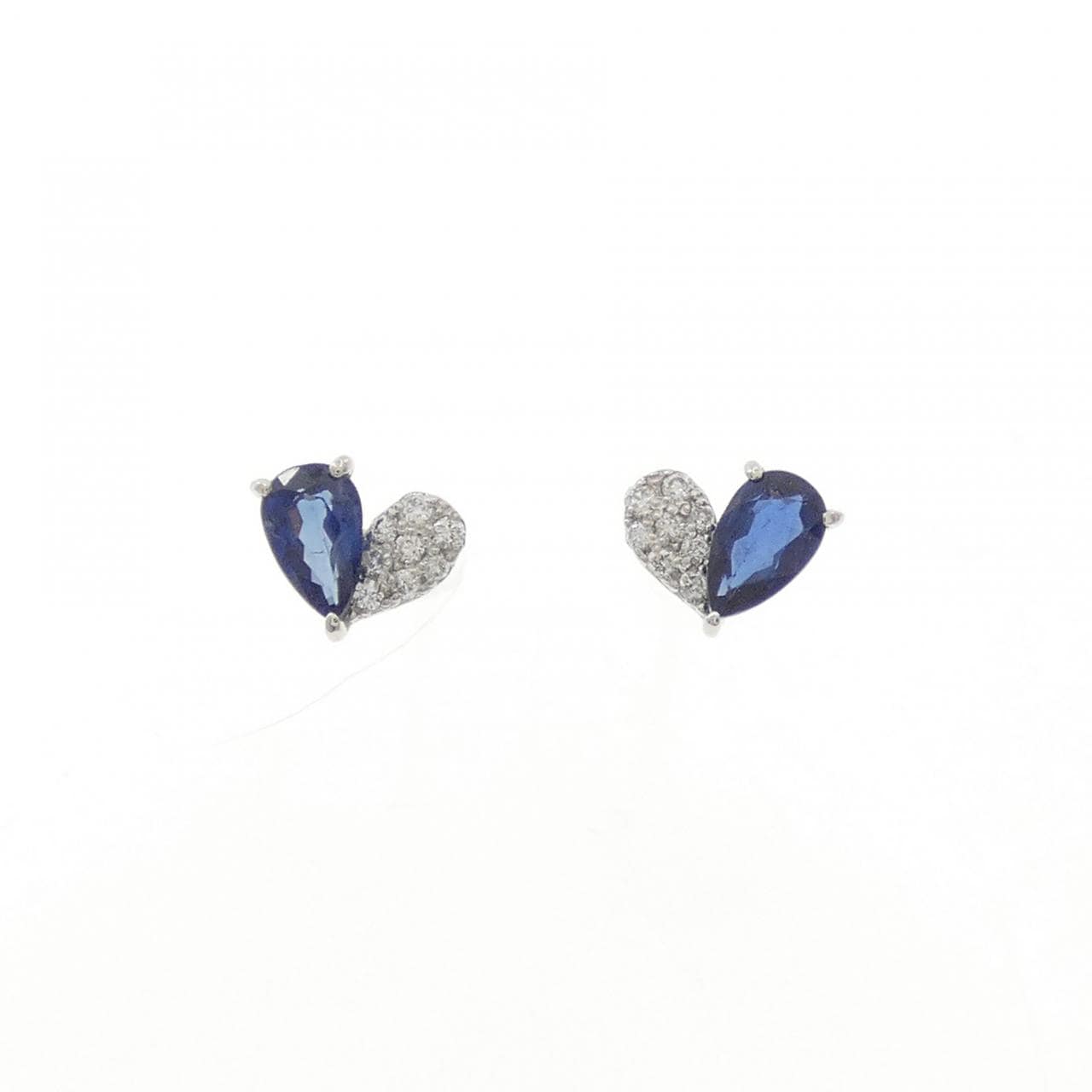【新品】PT900 ハート サファイヤ ピアス 0.55CT