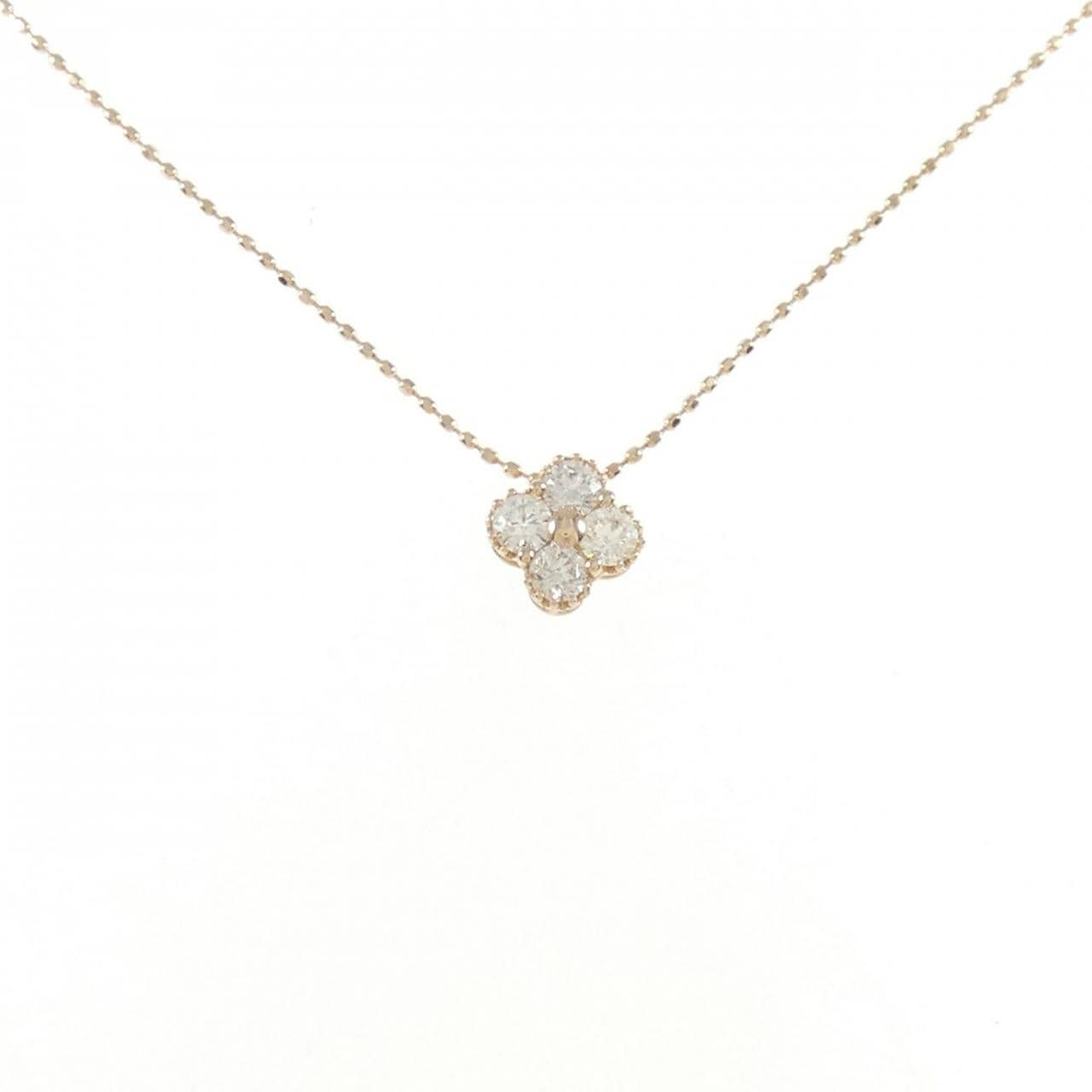 K18PG/K14PG フラワー ダイヤモンド ネックレス 0.36CT