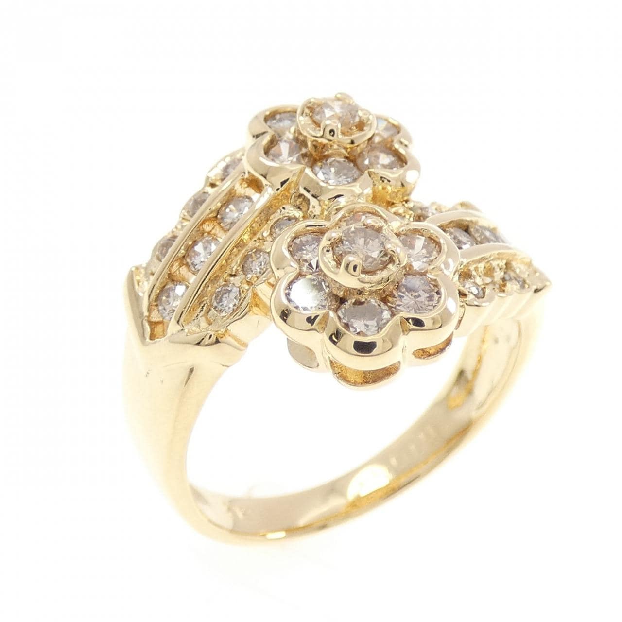 K18YG フラワー ダイヤモンド リング 1.00CT