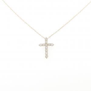 K18PG クロス ダイヤモンド ネックレス 0.50CT
