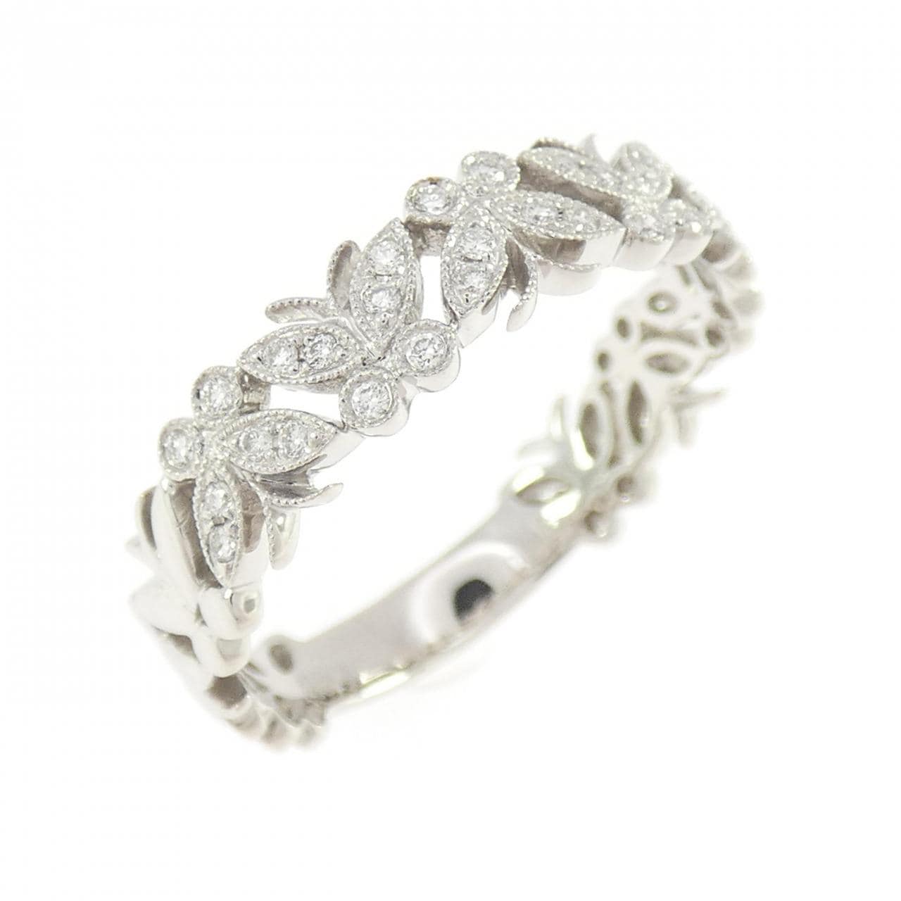 18KWG バタフライ ダイヤモンド リング 0.15CT