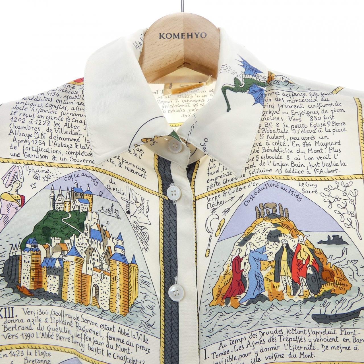【ヴィンテージ】エルメス HERMES MONT SAINT MICHEL ツイルレーヌ. シャツ