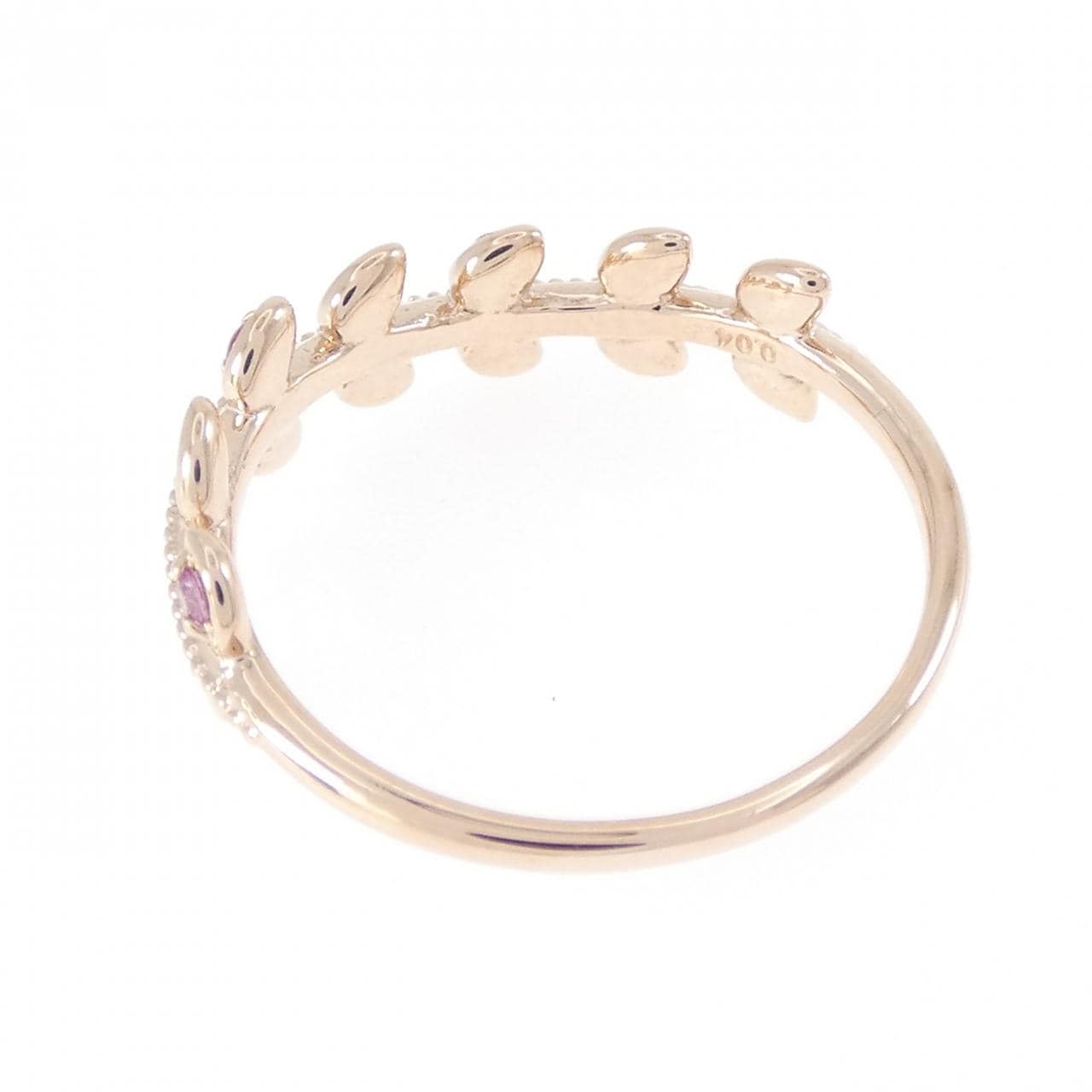 K10PG リーフ サファイヤ リング 0.04CT