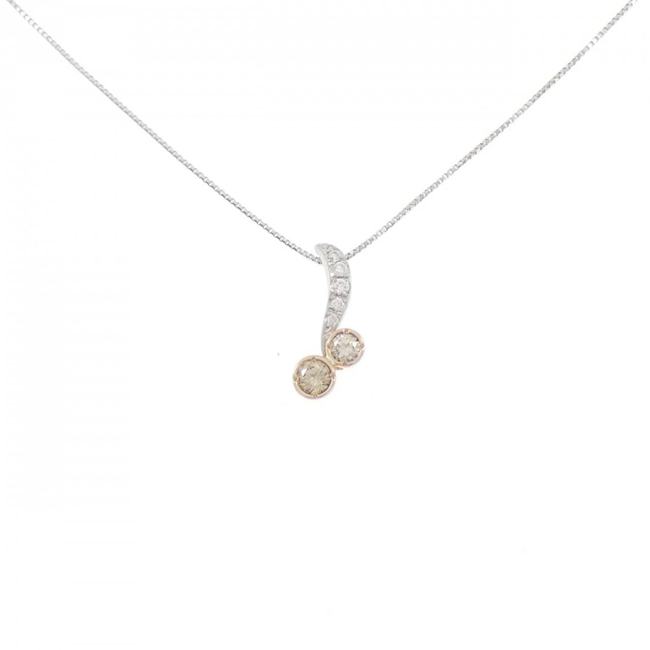 K18PG/PT950/PT850 ダイヤモンド ネックレス 0.16CT