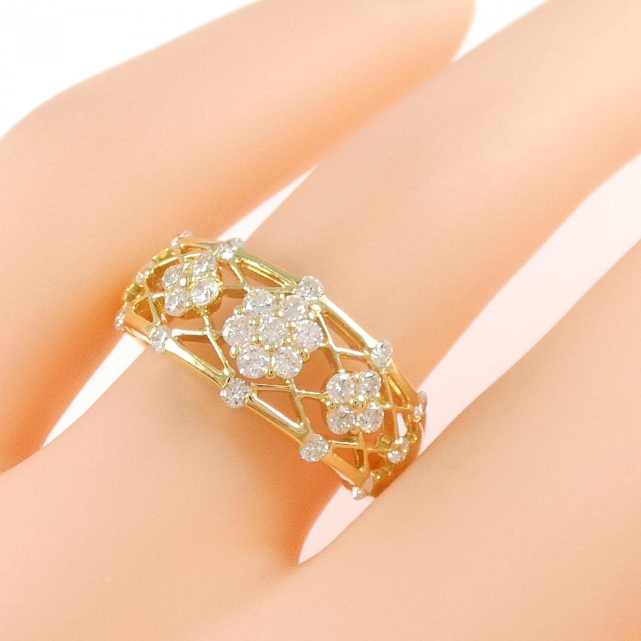 K18YG フラワー ダイヤモンド リング 0.50CT