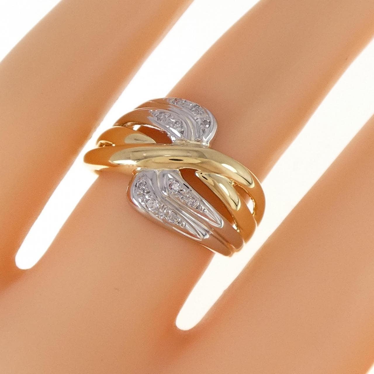K18YG/PT ダイヤモンド リング 0.05CT