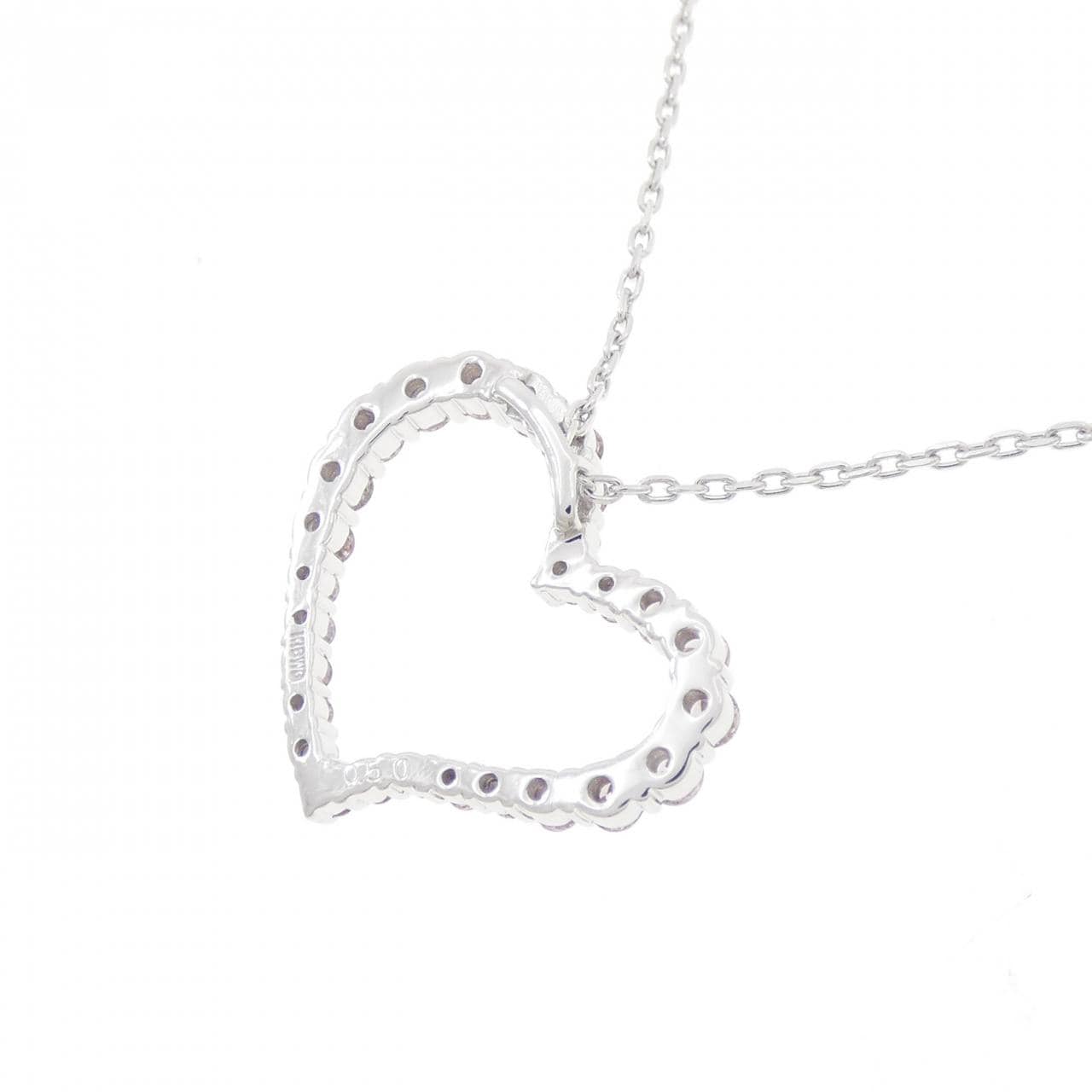 K18WG ハート ピンクダイヤモンド ネックレス 0.50CT