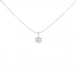 K14WG フラワー ダイヤモンド ネックレス 0.08CT