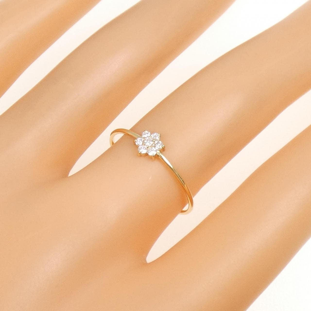 【リメイク】K18YG フラワー ダイヤモンド リング 0.10CT