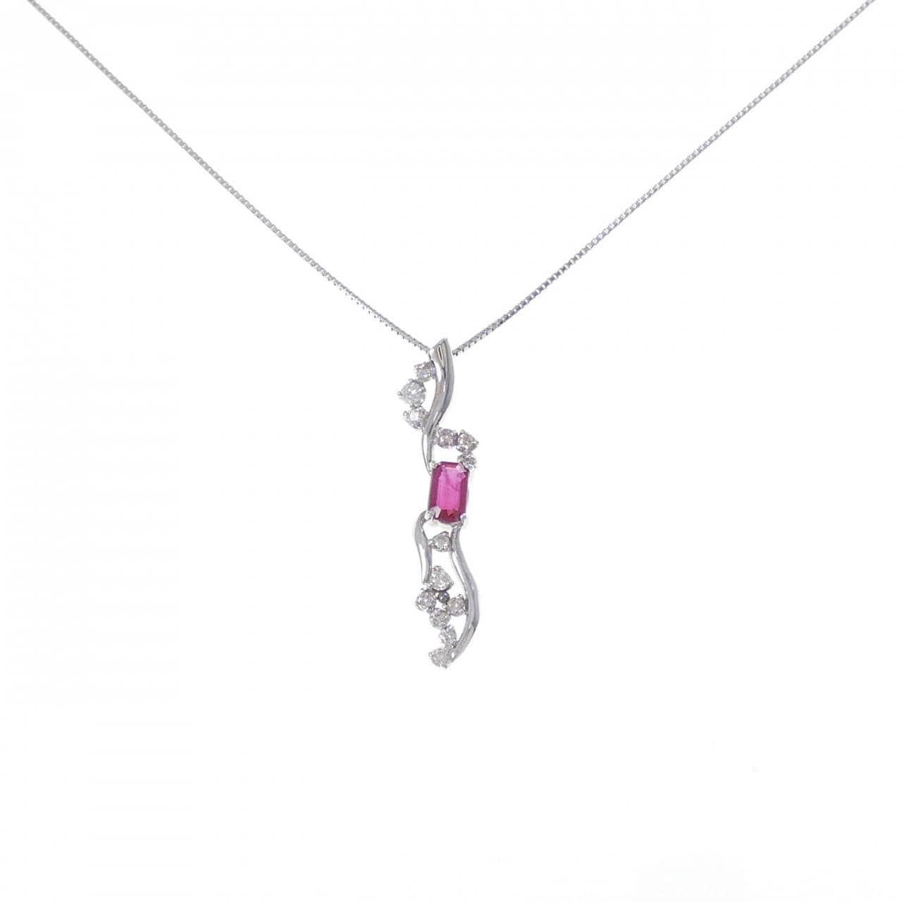 K18WG ルビー ネックレス 0.51CT