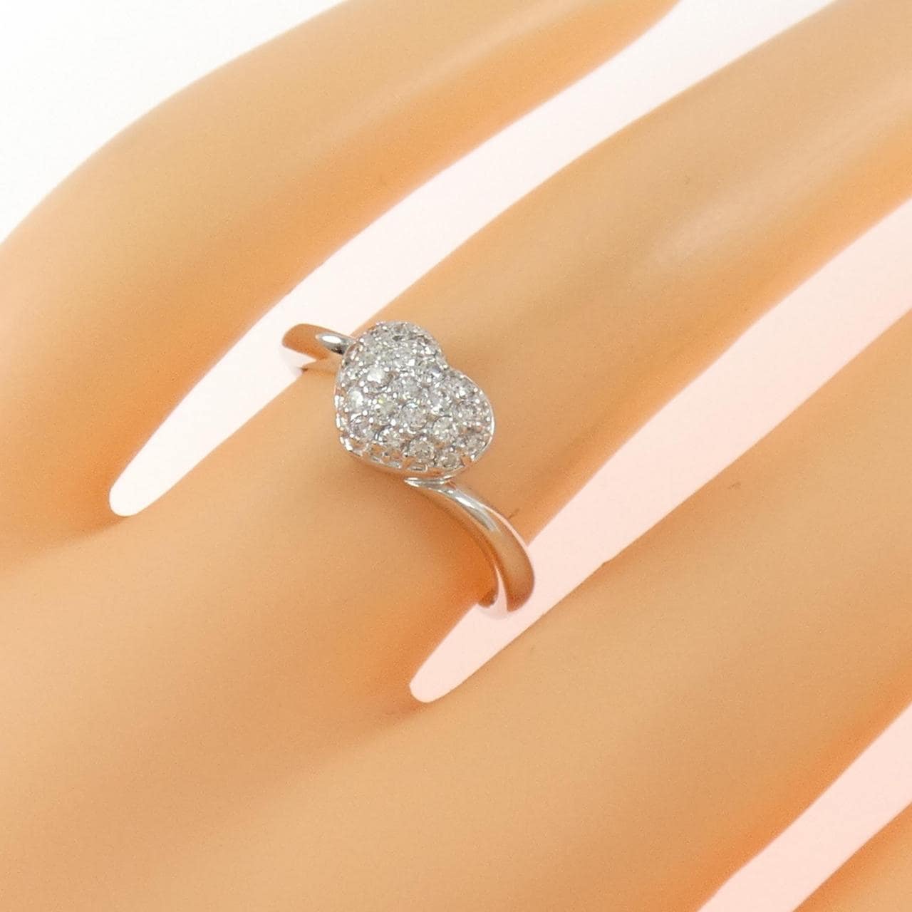 K18WG パヴェハート ダイヤモンド リング 0.21CT