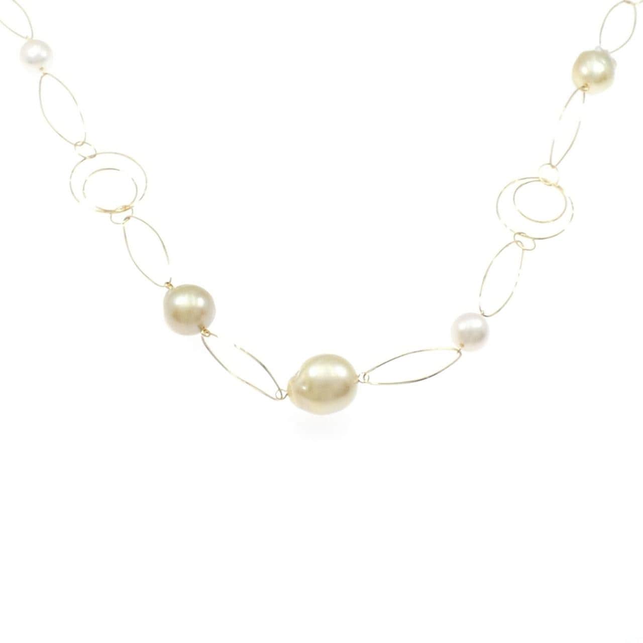 K18YG 白蝶パール ネックレス