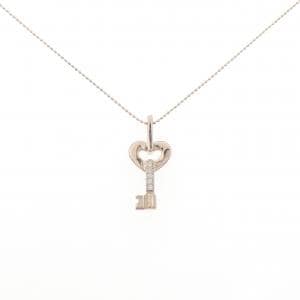 K18PG ハート×キー ダイヤモンド ネックレス