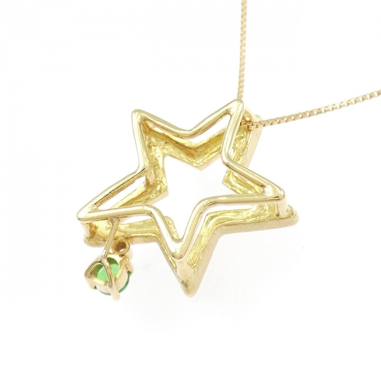 K18YG スター グリーンガーネット ネックレス 0.12CT