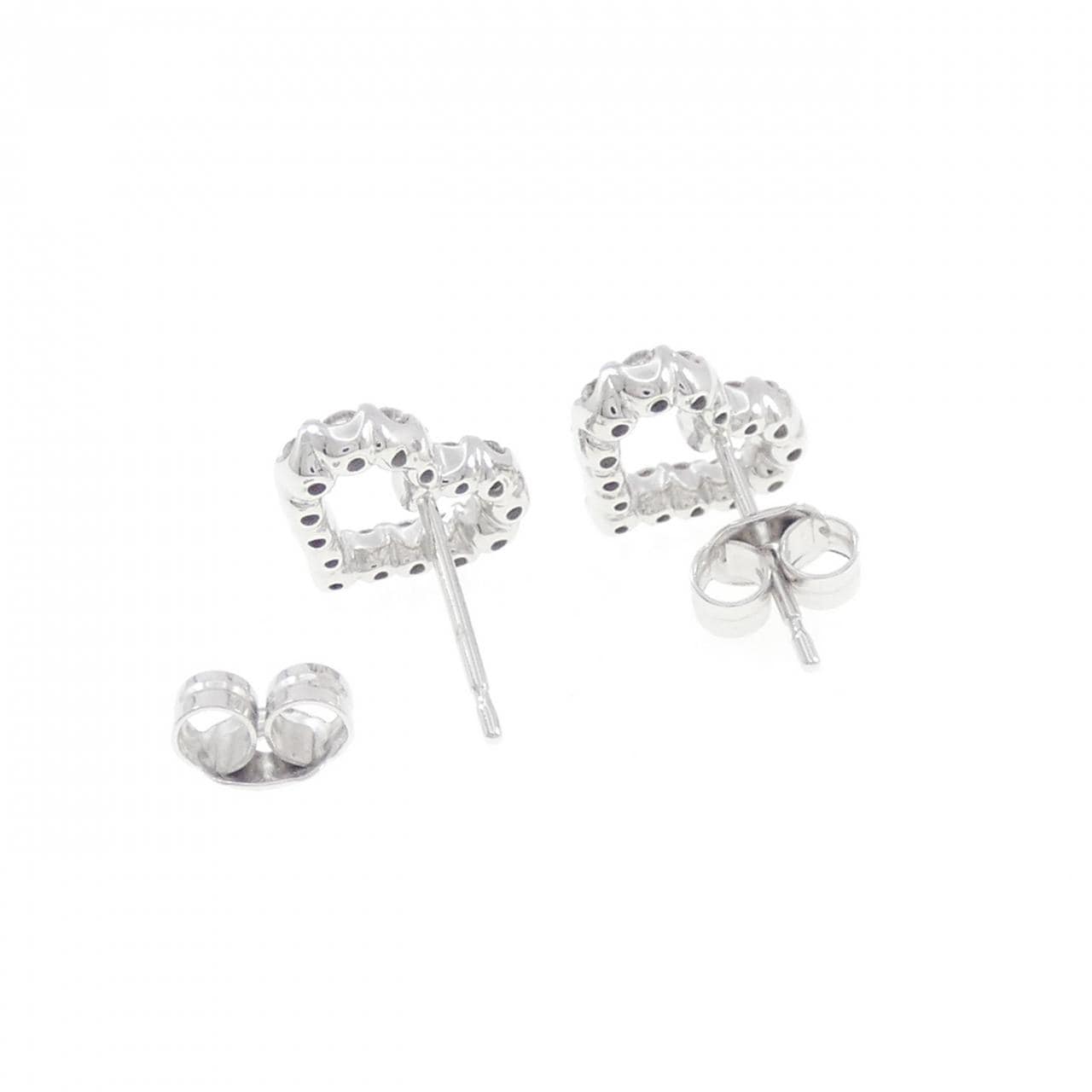 750WG/K18WG ハート ダイヤモンド ピアス 0.33CT