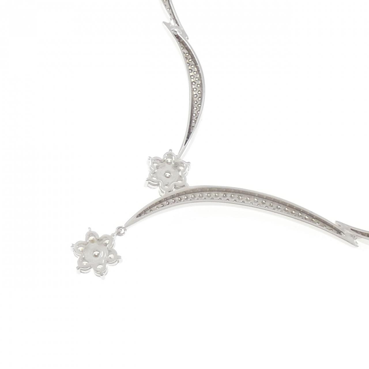 K18WG フラワー ダイヤモンド ネックレス 2.50CT