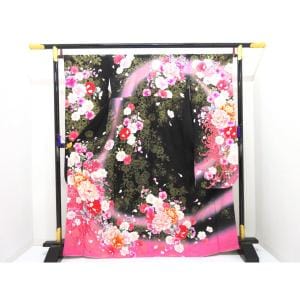 振袖　友禅金彩加工　刺繍入りボカシ染