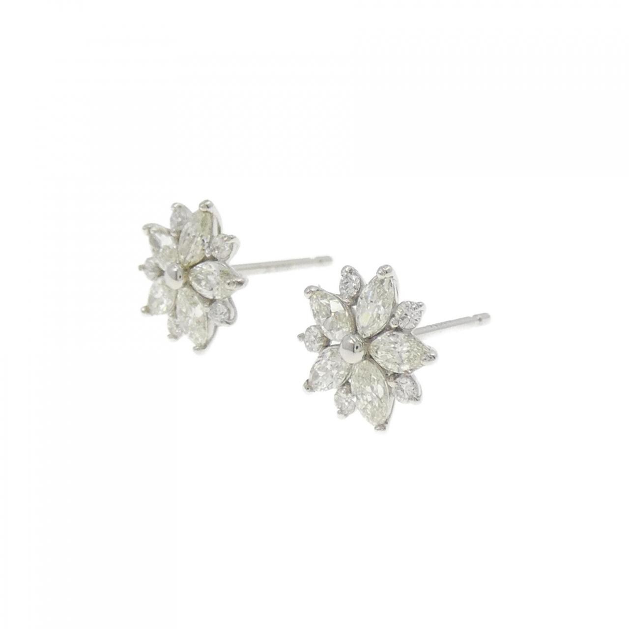 [新品] PT900 花形鑽石耳環 0.50CT
