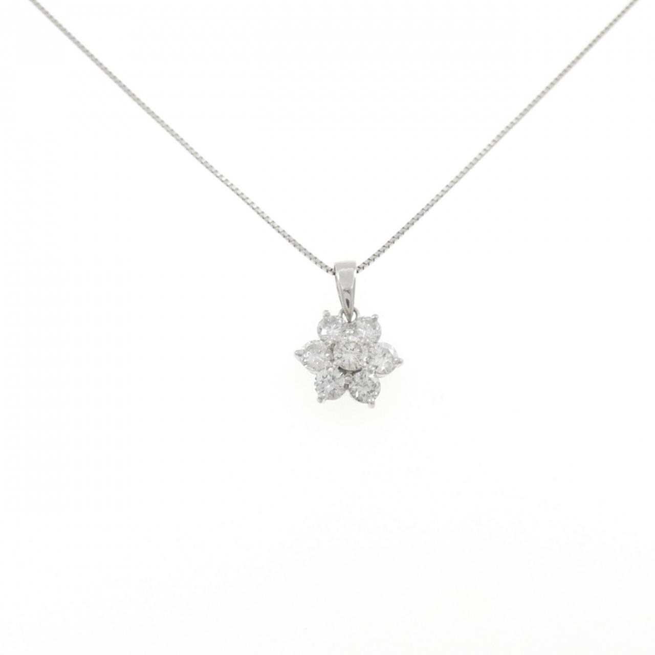 PT900/PT850 フラワー ダイヤモンド ネックレス 1.00CT