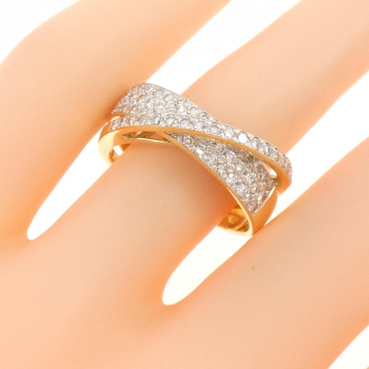 K18YG/K18WG パヴェ ダイヤモンド リング 0.90CT