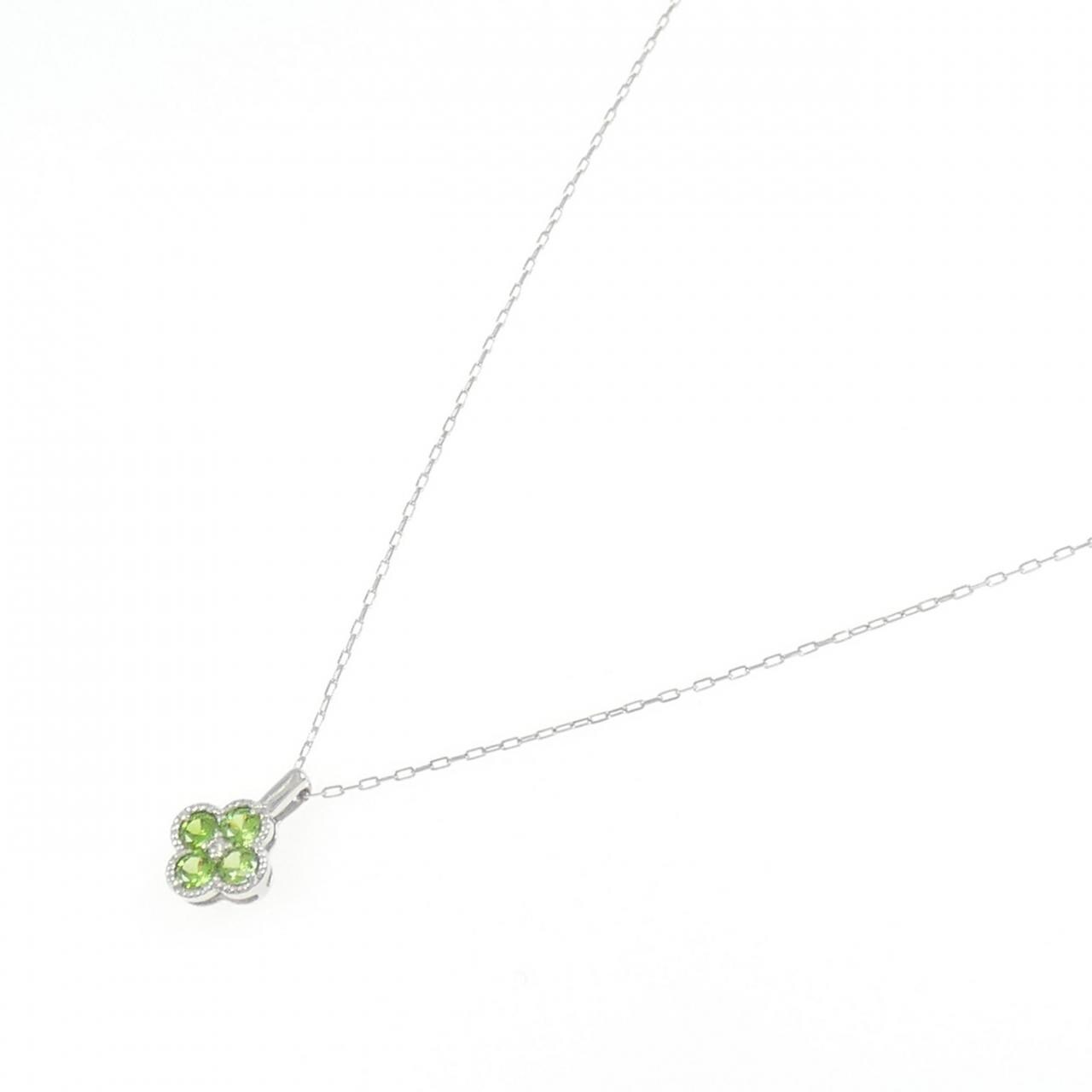 K18WG フラワー デマントイドガーネット ネックレス 0.41CT