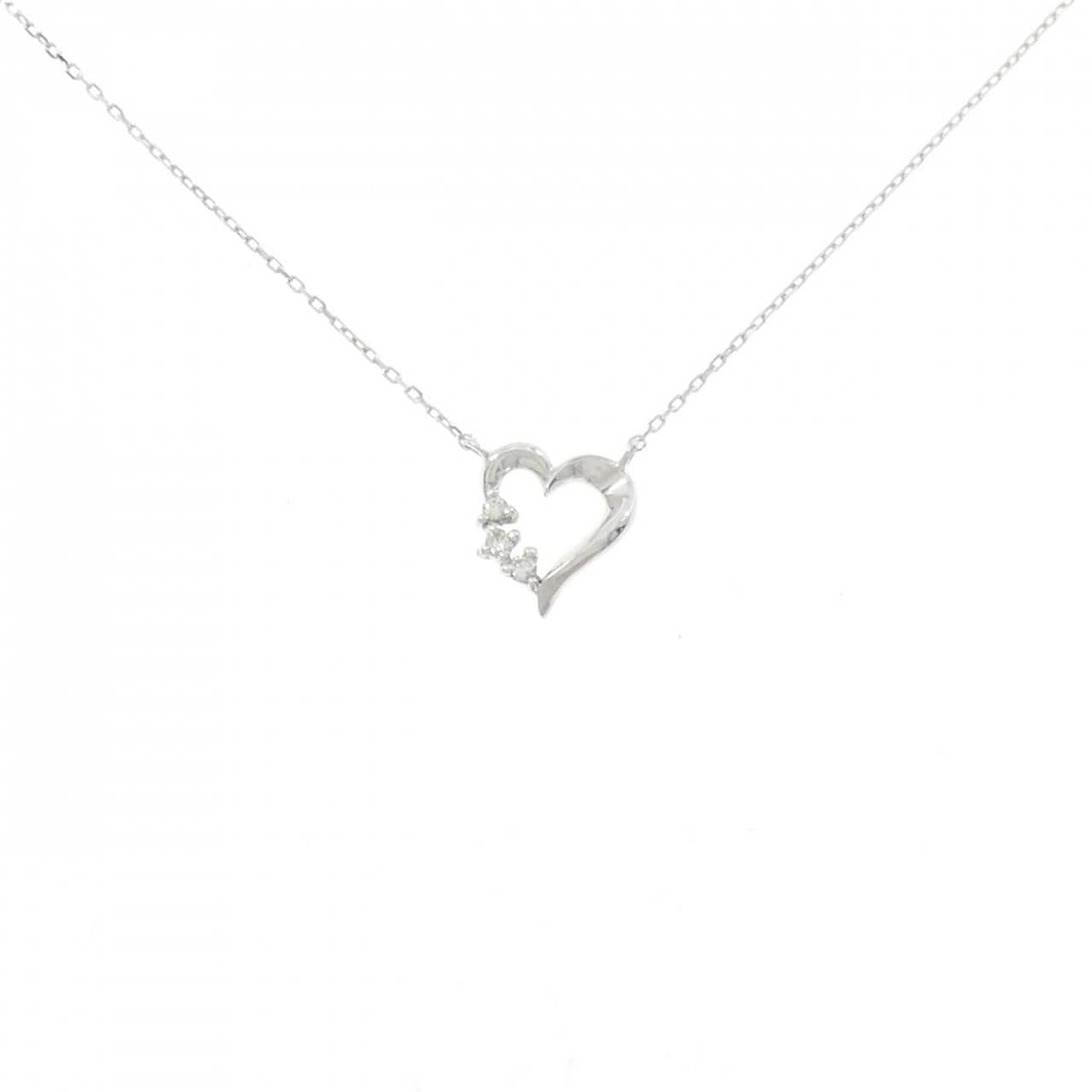 K10WG ハート ダイヤモンド ネックレス 0.03CT