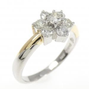 PT900/K18YG フラワー ダイヤモンド リング 0.50CT