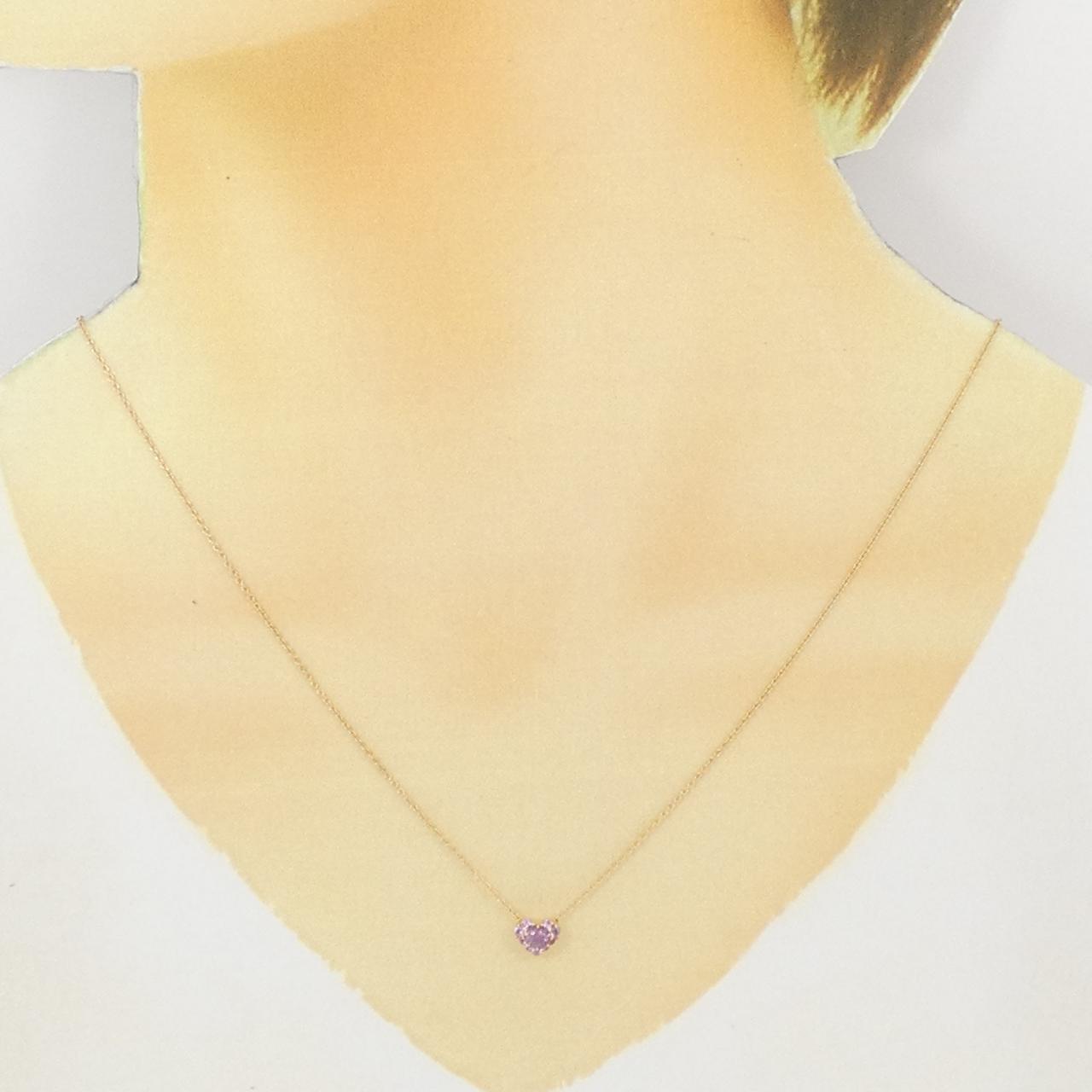 K18PG ハート サファイヤ ネックレス 0.32CT